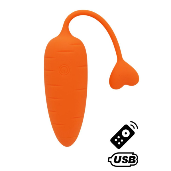 CARROT, Un Œuf vibrant avec télécommande, couleur et forme "Carotte" en silicone médical 